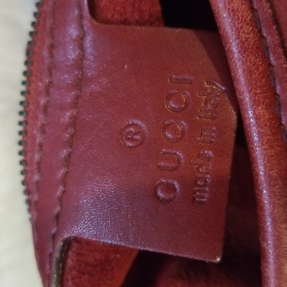 GUCCI RED leather calfskin Reins hobo shoulder bag hardware brass gold tone - Picture 4 of 5